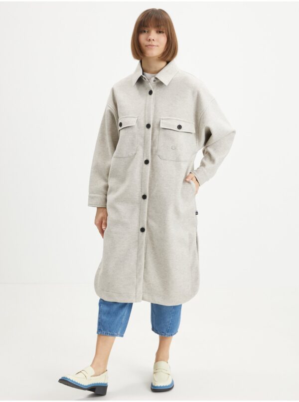 Light grey women's long shirt jacket Picture Sotola - Women's