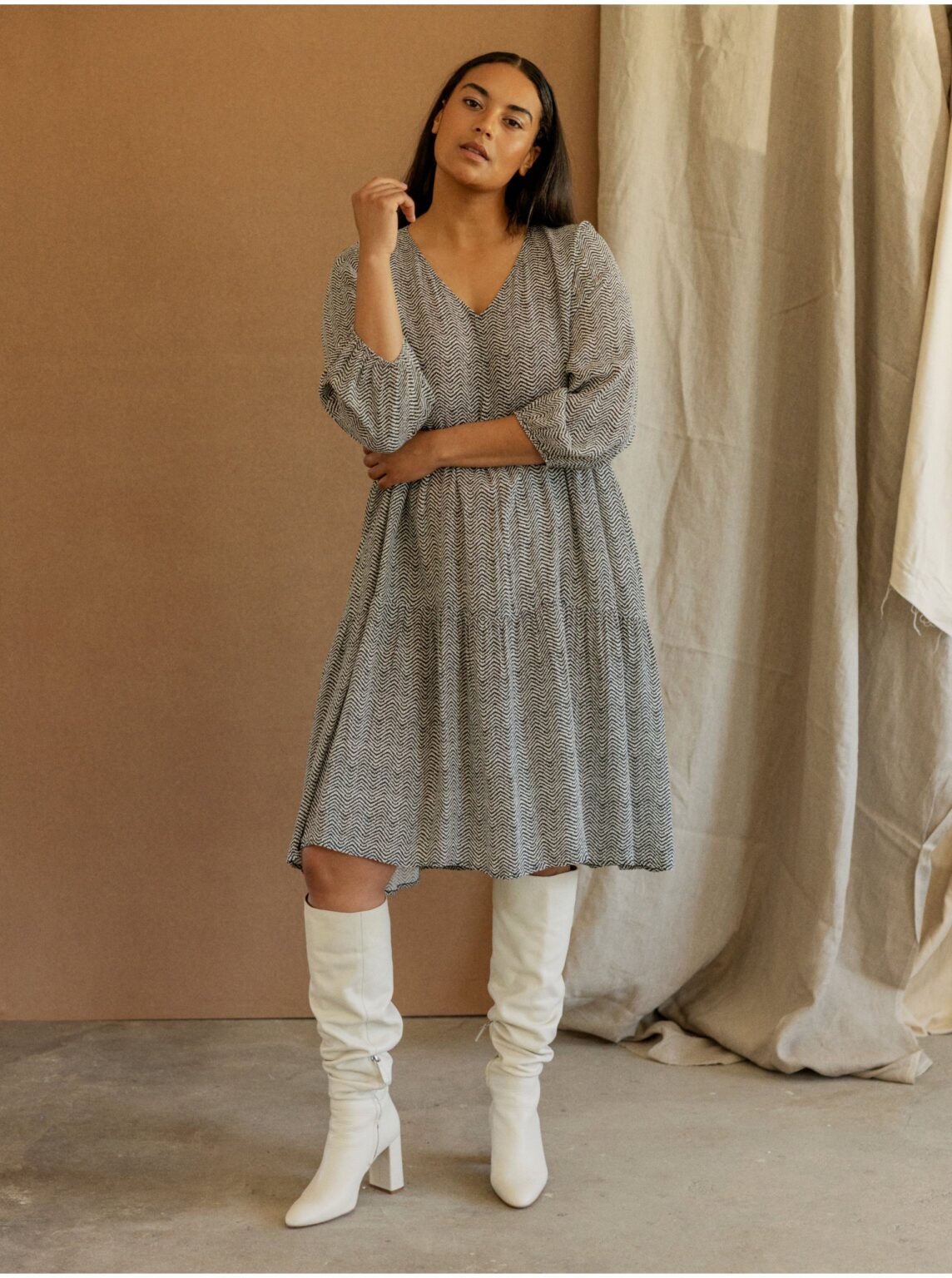 Light grey women's patterned dress Fransa - Women's