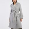 Light grey women's striped coat with wool blend Noisy May Leony - Women's