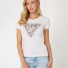 Light pink women's T-shirt with Guess logo - Women's