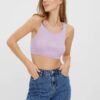 Light purple ribbed crop top VERO MODA Fibly - Women