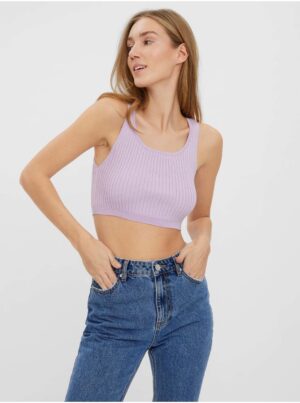 Light purple ribbed crop top VERO MODA Fibly - Women