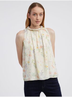 Light yellow women's floral blouse CAMAIEU - Women's