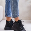 Lightweight leather sports shoes on platform Artiker black