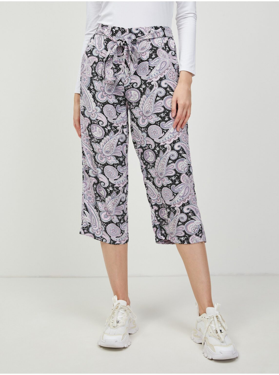 Lila-fekete mintás culottes ONLY Nova - Nők