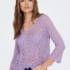 Lila mintás crop top pulóver 3/4 ujjal JDY New - Női