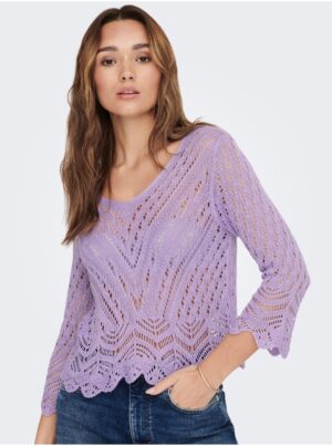 Lila mintás crop top pulóver 3/4 ujjal JDY New - Női