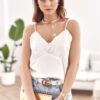 Linen top with embroidered cream neckline