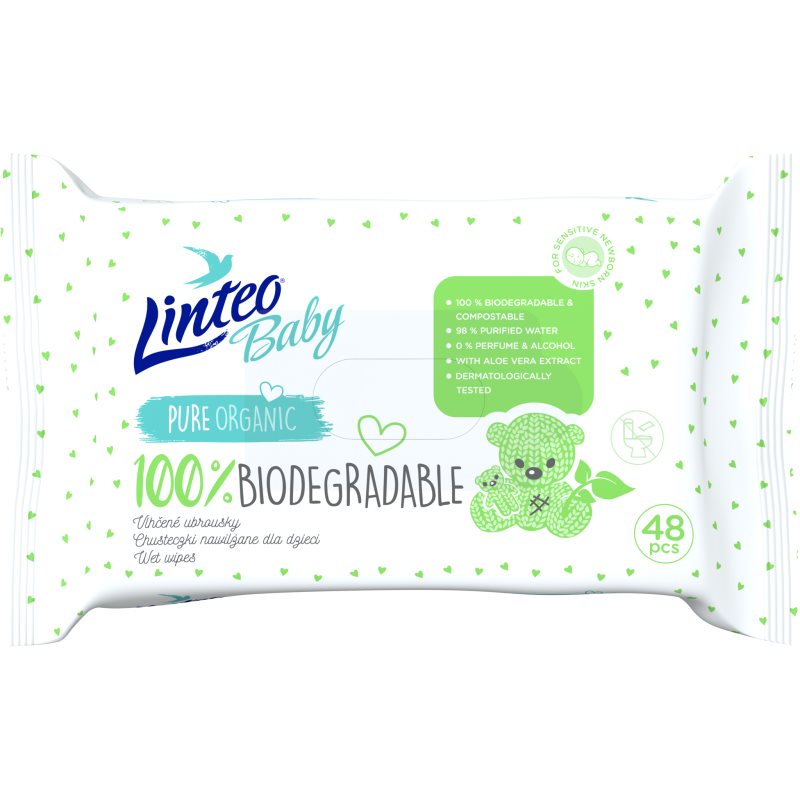 Linteo Baby 100% Biodegradable finom nedves törlőkendők gyermekeknek 48 db-Ár