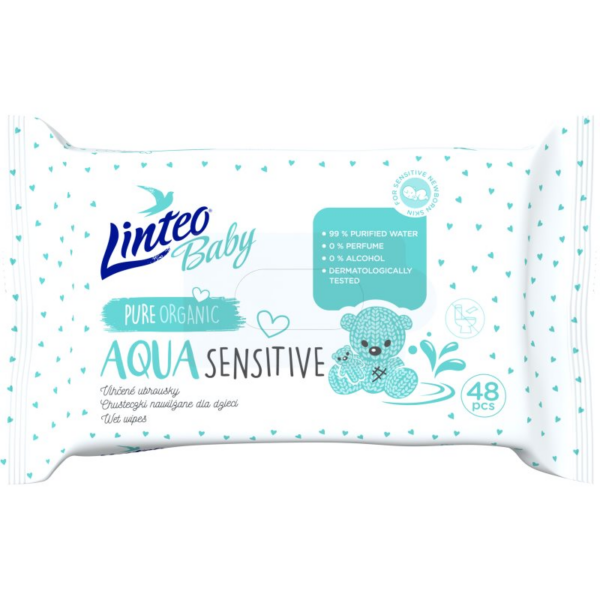 Linteo Baby Aqua Sensitive finom nedves törlőkendők gyermekeknek 48 db-Ár