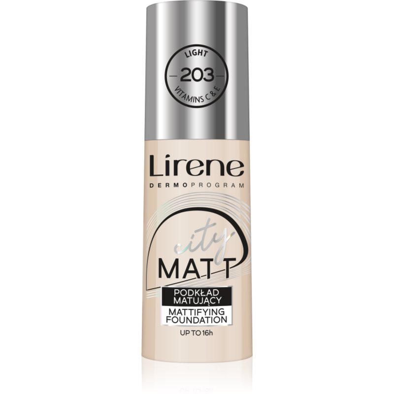 Lirene City Matt mattító folyékony alapozó kisimító hatással árnyalat 203 Light 30 ml-Eredeti
