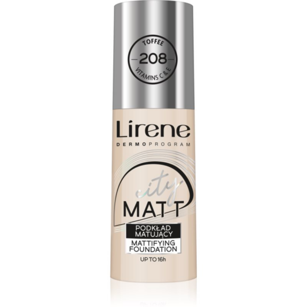Lirene City Matt mattító folyékony alapozó kisimító hatással árnyalat 208 Toffee 30 ml-Eredeti