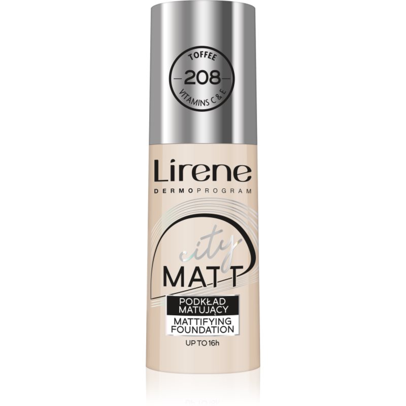 Lirene City Matt mattító folyékony alapozó kisimító hatással árnyalat 208 Toffee 30 ml-Eredeti