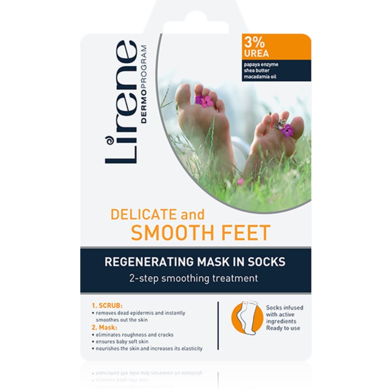 Lirene Foot Care regenerálás a lábnak két lépésben peeling és maszk zokni kiszerelésben 3% Urea 1 pár-Ár