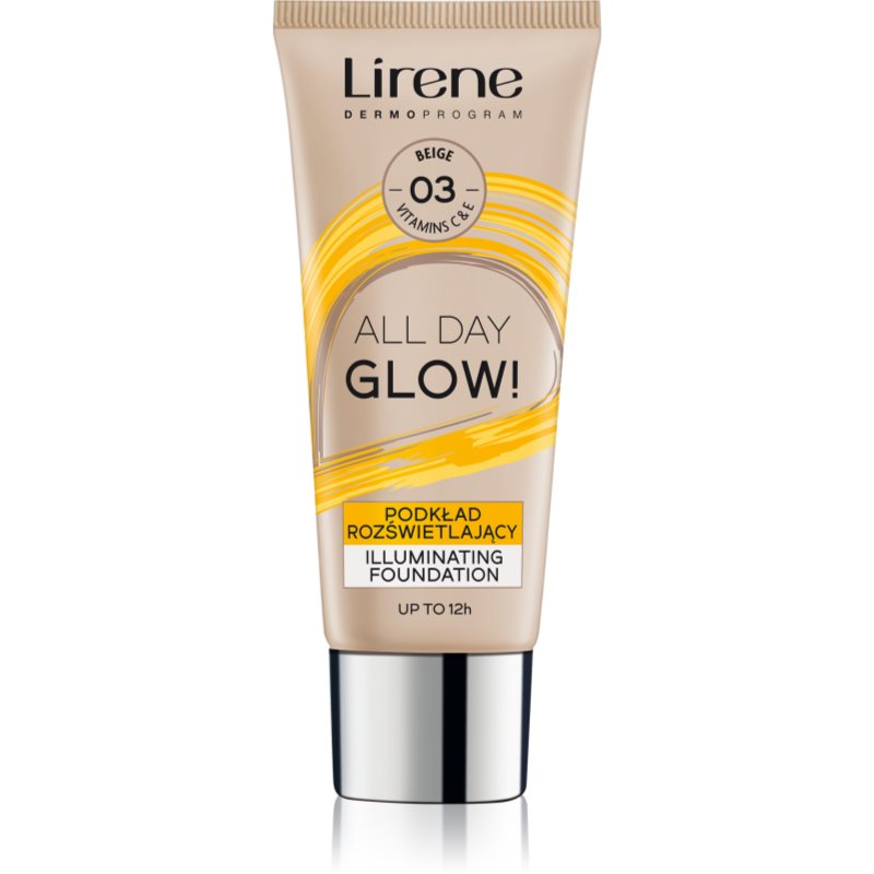 Lirene Vitamin C bőrvilágosító make-up fluid a hosszan tartó hatásért árnyalat 03 Beige 30 ml-Eredeti