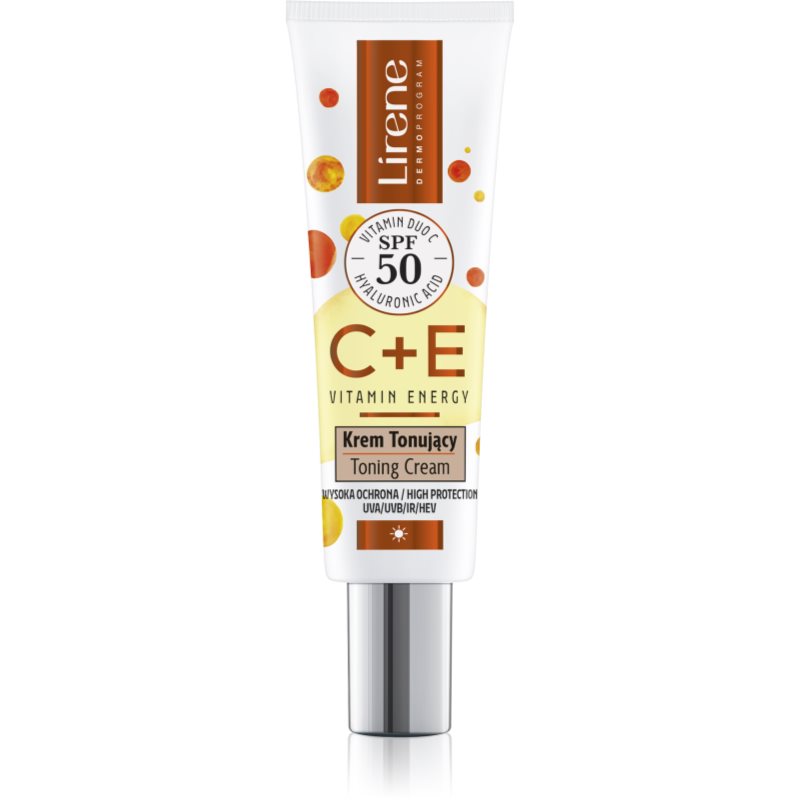 Lirene Vitamin Energy C+E bőrkrém egységesíti a bőrszín tónusait SPF 50 30 ml-ár