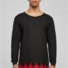 Long Fannelle Bottom Open Edge Crewneck blk/blk/red