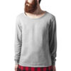 Long Flanell Bottom Open Edge Crewneck Grey/Block/Red