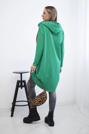 Long back sweatshirt with hood light green