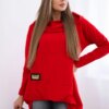 Long back sweatshirt with hood red