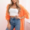 Long cardigan Super KID Mohair orange neon