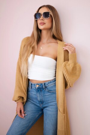 Long cardigan camel sweater