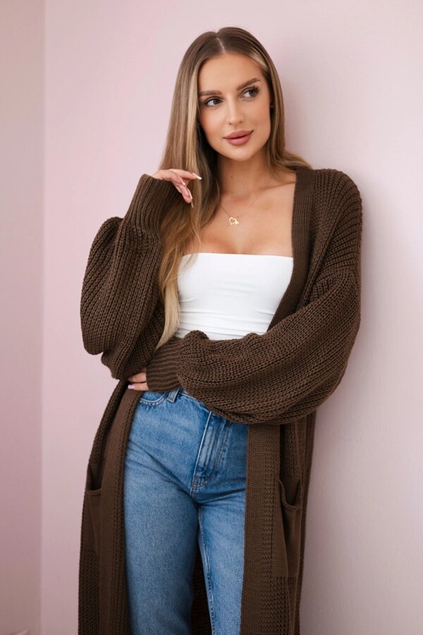 Long cardigan sweater brown