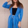 Long cardigan sweater with waist tie