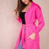 Long cardigan sweater with waist tie pink neon
