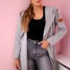 Long cardigan with a hood in gray color