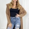 Long cardigan with camel hood