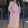 Long dress with a hood in gray color
