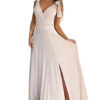 Long dress with neckline and tie at the shoulders Numoco