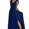 Long dress with neckline and tie on the shoulders Numoco