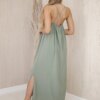 Long dress with straps light khaki