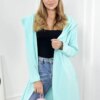 Long hooded cardigan mint