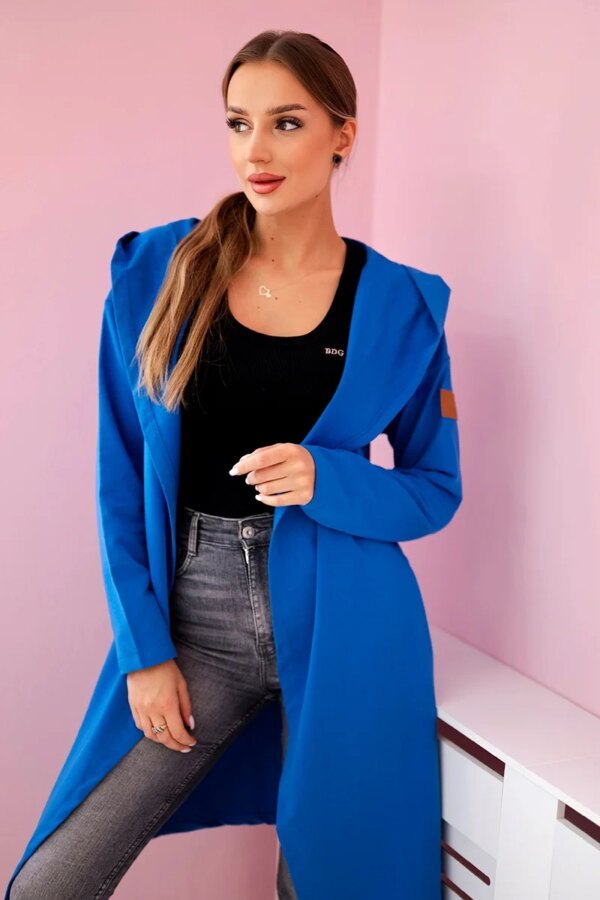 Long hooded cardigan - purple-blue