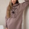Long insulated dress with mocha embroidery
