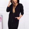 Long insulated hoodie in black