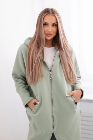 Long insulated sweatshirt dark mint