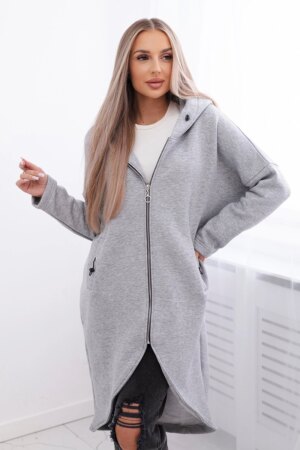 Long insulated sweatshirt in gray color