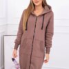 Long insulated sweatshirt with mocha hood