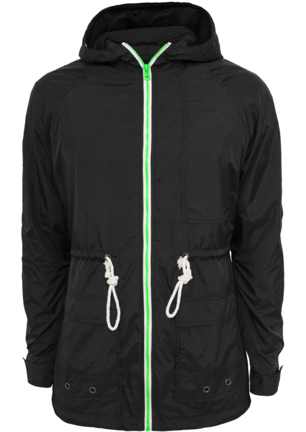 Long nylon windbreaker blk/mint/wht