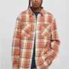 Long oversized shirt with checkered leaves softseagrass/red