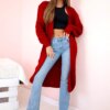 Long red sweater
