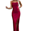 Long satin dress with slit on legs Numoco