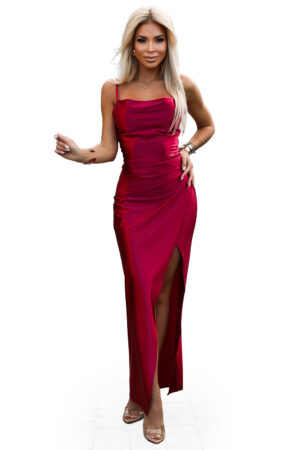 Long satin dress with slit on legs Numoco