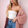 Long sweater powder pink cardigan