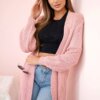 Long sweater powder pink cardigan