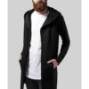 Long sweater with open brim and hood black